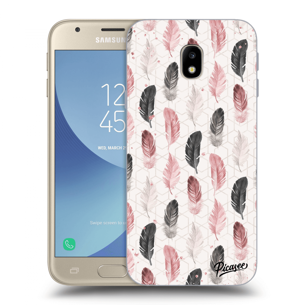 Picasee silikonový průhledný obal pro Samsung Galaxy J3 2017 J330F - Feather 2