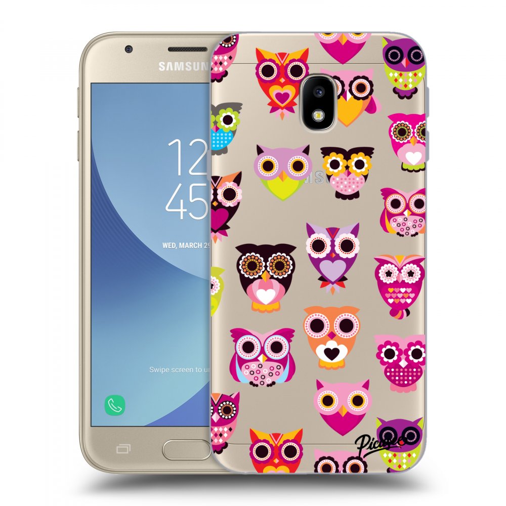 Picasee silikonový průhledný obal pro Samsung Galaxy J3 2017 J330F - Owls