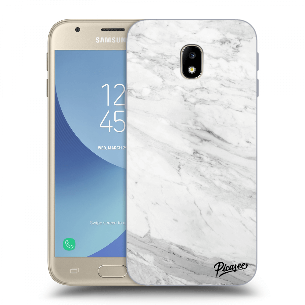 Picasee silikonový průhledný obal pro Samsung Galaxy J3 2017 J330F - White marble