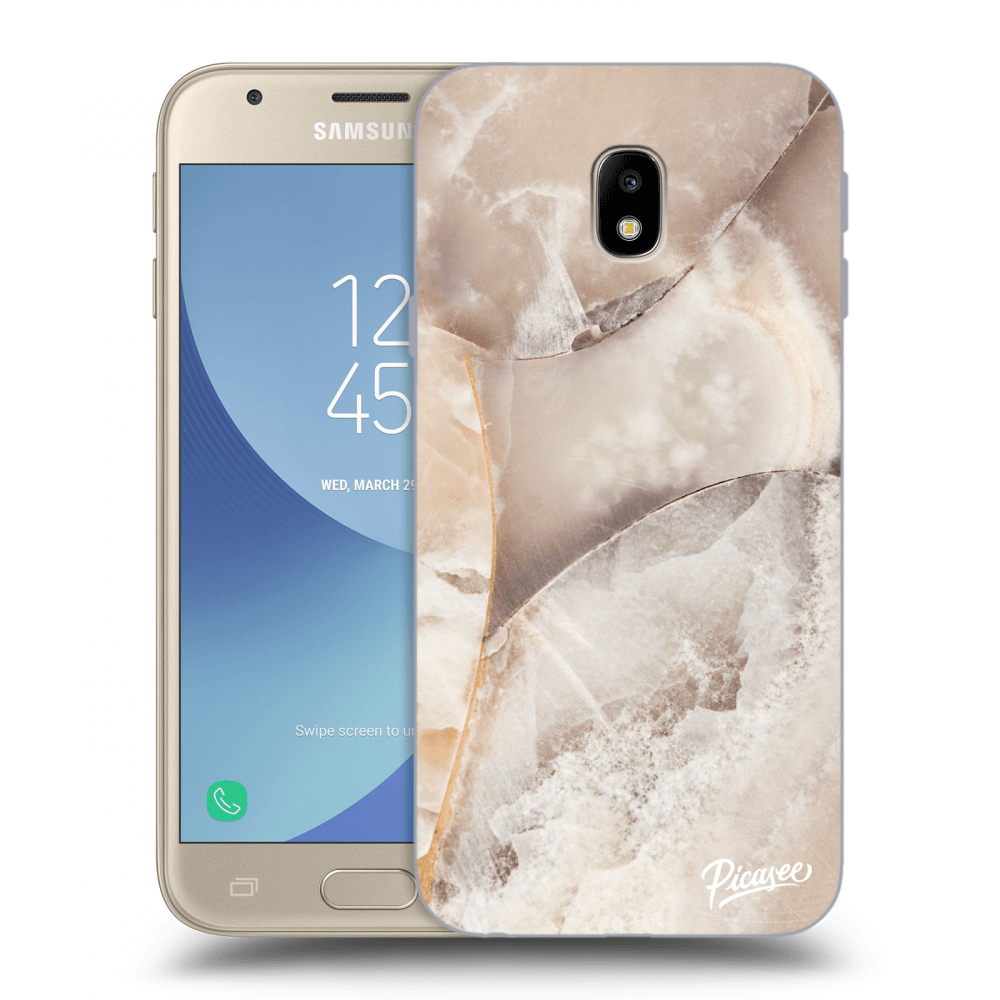 Picasee silikonový průhledný obal pro Samsung Galaxy J3 2017 J330F - Cream marble