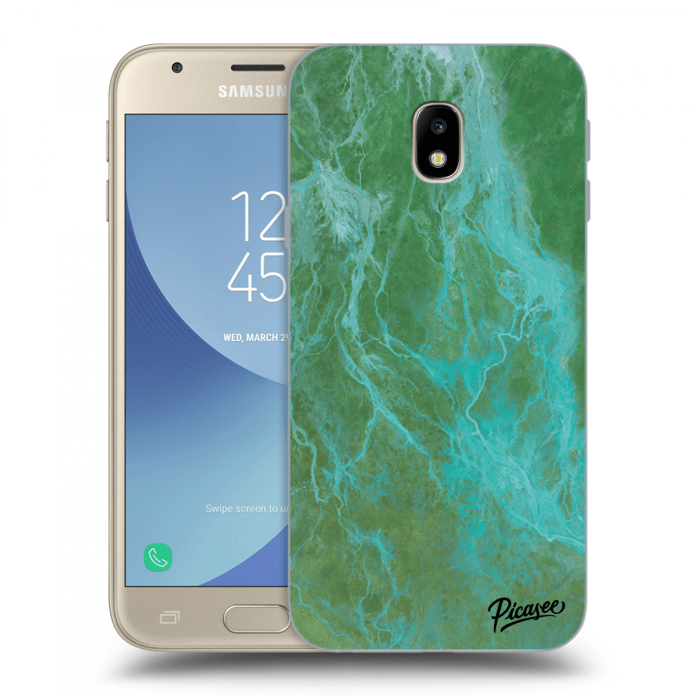 Picasee silikonový černý obal pro Samsung Galaxy J3 2017 J330F - Green marble
