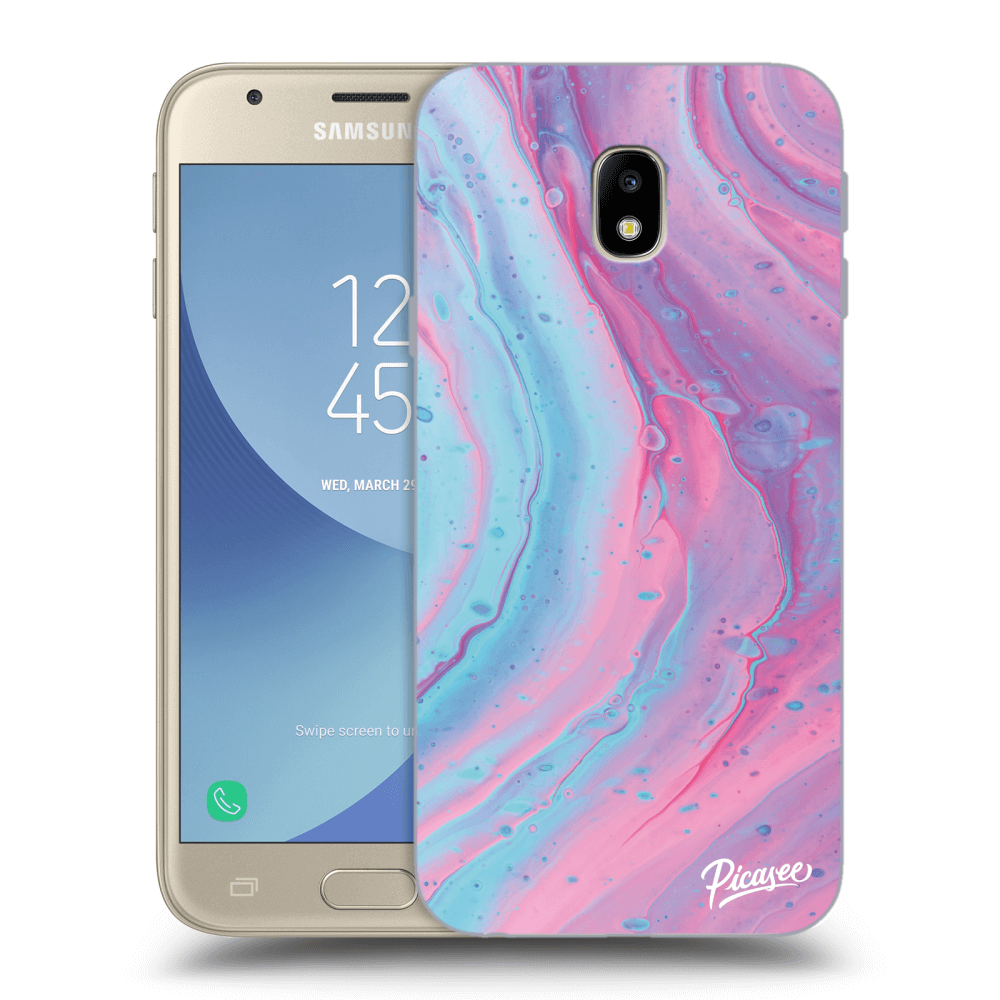 Picasee silikonový průhledný obal pro Samsung Galaxy J3 2017 J330F - Pink liquid
