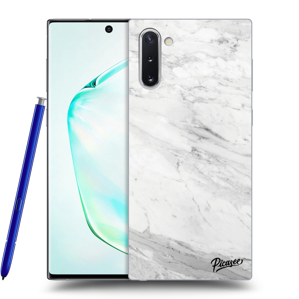 Picasee silikonový průhledný obal pro Samsung Galaxy Note 10 N970F - White marble