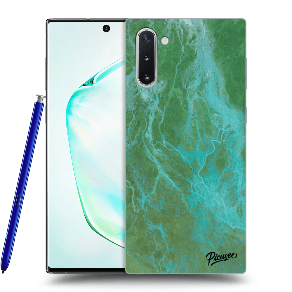 Picasee silikonový průhledný obal pro Samsung Galaxy Note 10 N970F - Green marble