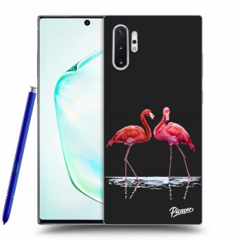 Picasee silikonový černý obal pro Samsung Galaxy Note 10+ N975F - Flamingos couple