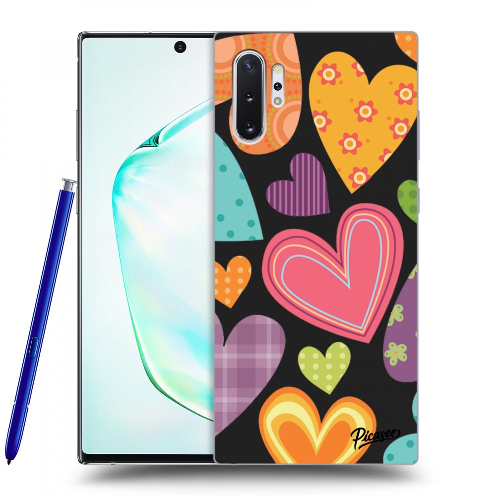 Picasee silikonový černý obal pro Samsung Galaxy Note 10+ N975F - Colored heart