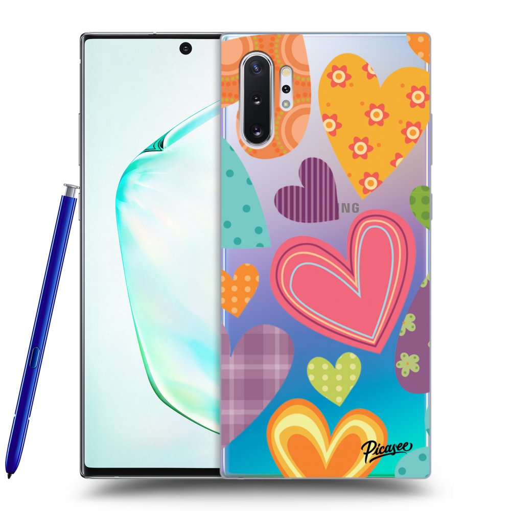 Picasee silikonový průhledný obal pro Samsung Galaxy Note 10+ N975F - Colored heart