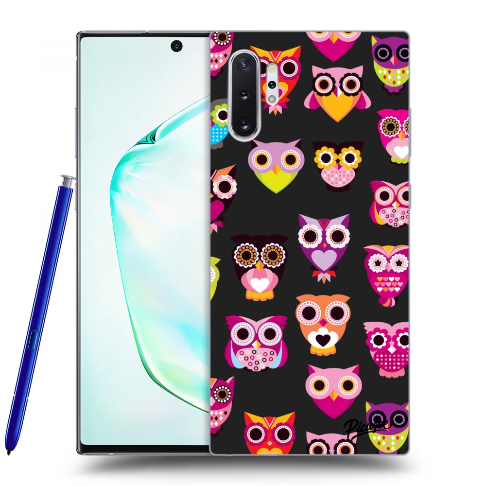 Picasee silikonový černý obal pro Samsung Galaxy Note 10+ N975F - Owls