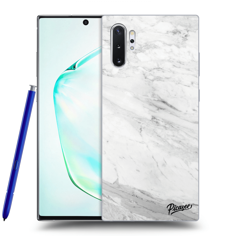 Picasee silikonový průhledný obal pro Samsung Galaxy Note 10+ N975F - White marble