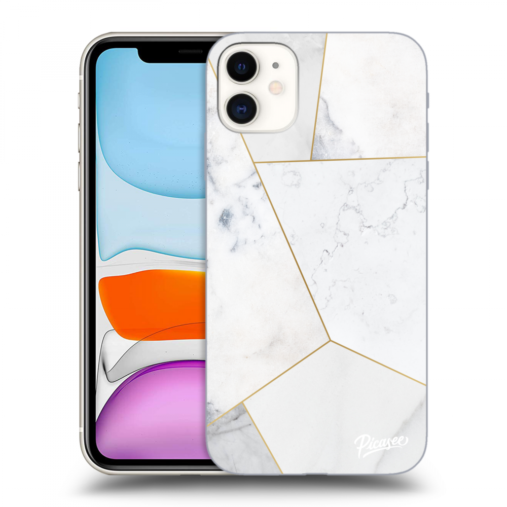 Picasee silikonový průhledný obal pro Apple iPhone 11 - White tile