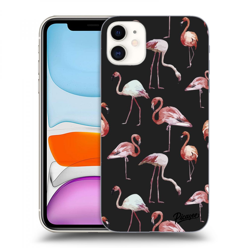 Picasee silikonový černý obal pro Apple iPhone 11 - Flamingos