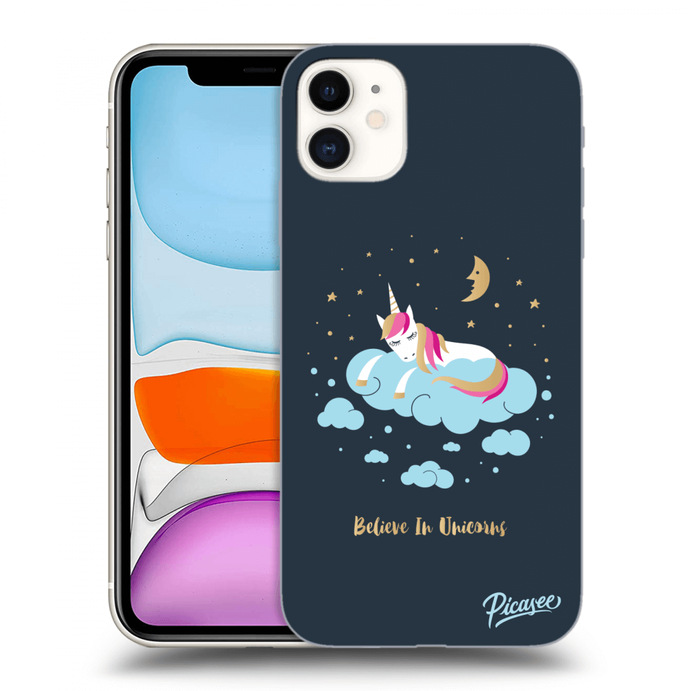 Picasee silikonový černý obal pro Apple iPhone 11 - Believe In Unicorns