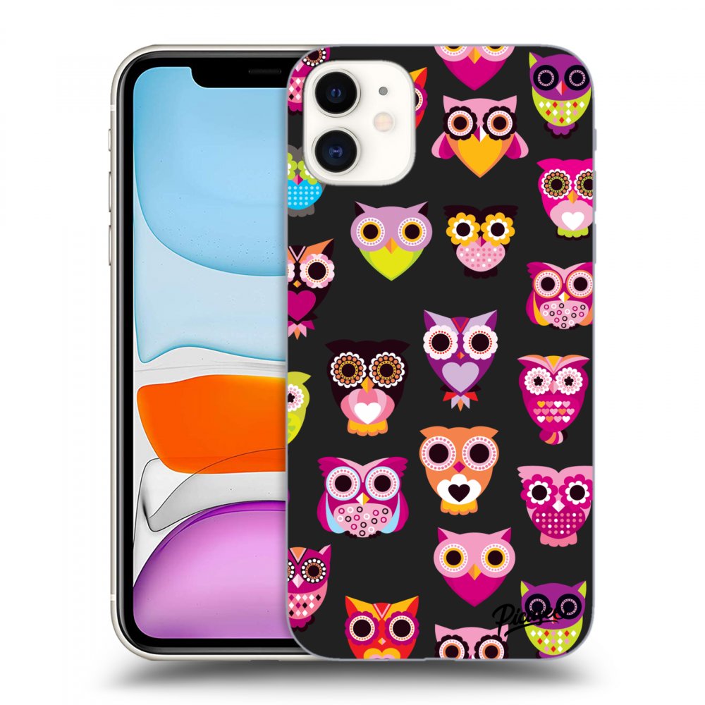 Picasee silikonový černý obal pro Apple iPhone 11 - Owls