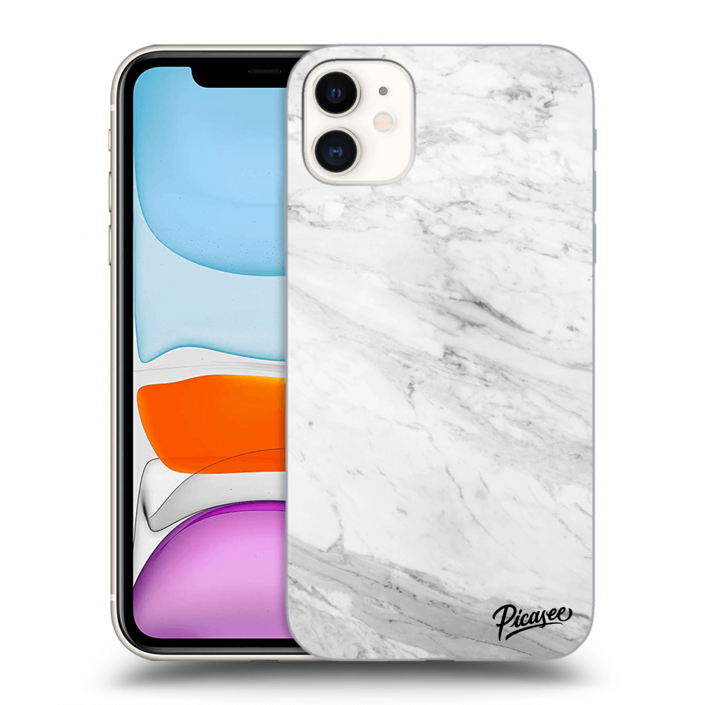Picasee silikonový černý obal pro Apple iPhone 11 - White marble