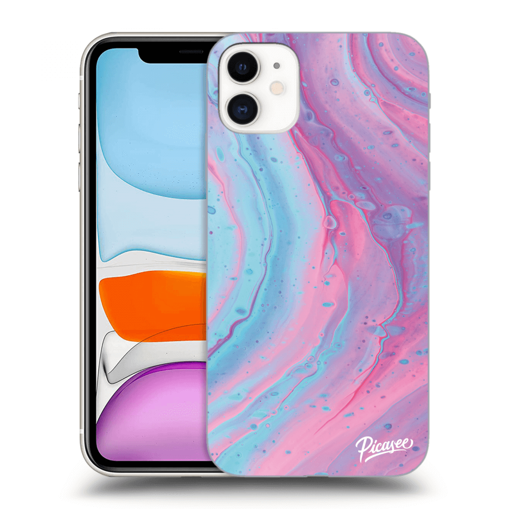 Picasee silikonový průhledný obal pro Apple iPhone 11 - Pink liquid