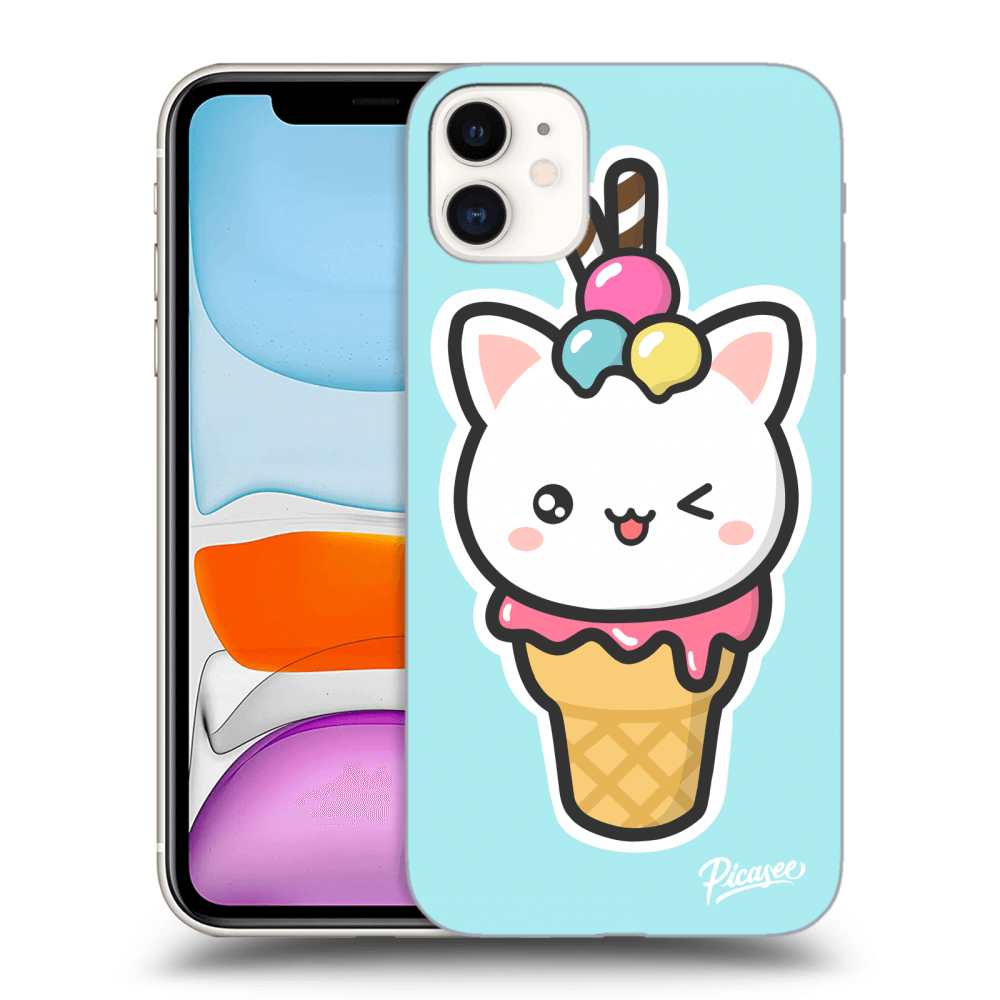 Picasee silikonový průhledný obal pro Apple iPhone 11 - Ice Cream Cat