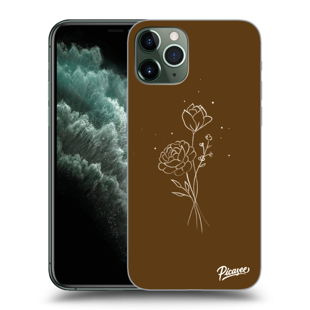 Picasee silikonový průhledný obal pro Apple iPhone 11 Pro - Brown flowers