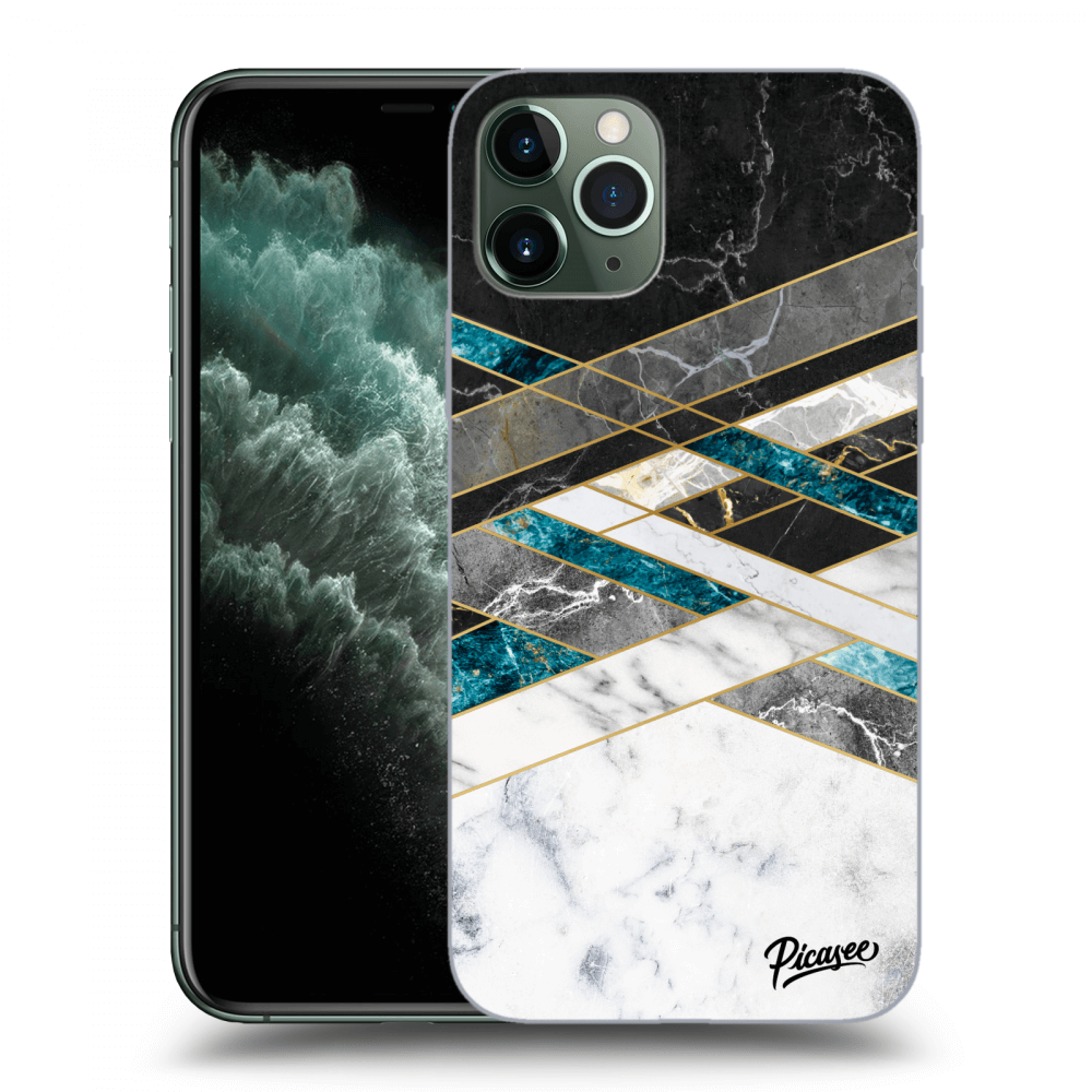 Picasee silikonový průhledný obal pro Apple iPhone 11 Pro - Black & White geometry