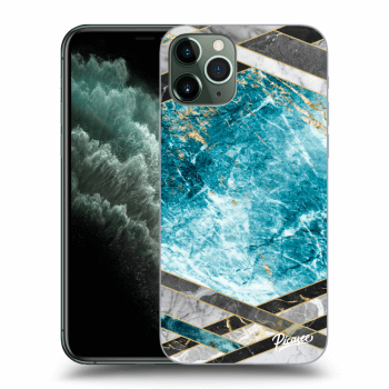 Picasee silikonový průhledný obal pro Apple iPhone 11 Pro - Blue geometry