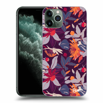 Picasee silikonový průhledný obal pro Apple iPhone 11 Pro - Purple Leaf
