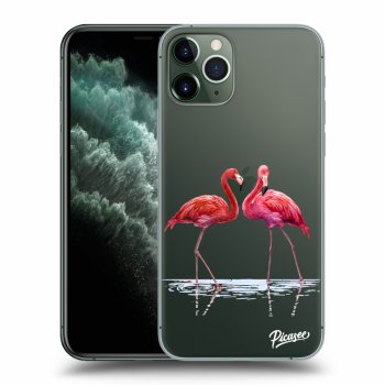 Picasee silikonový průhledný obal pro Apple iPhone 11 Pro - Flamingos pár