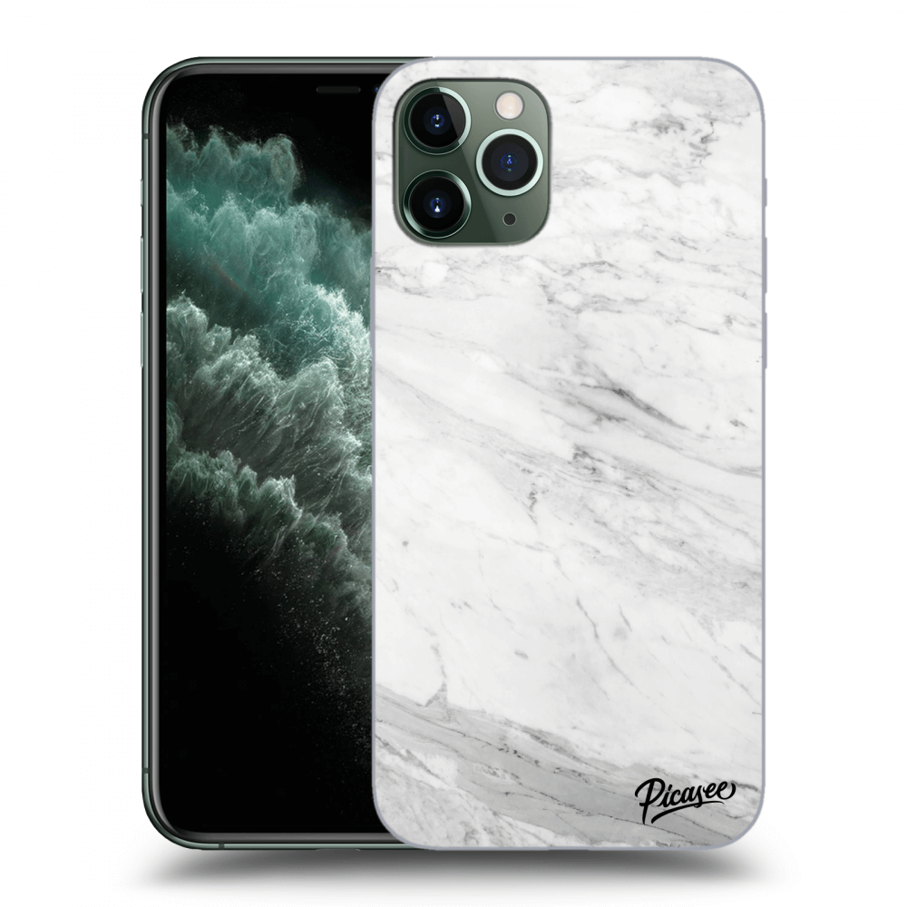 Picasee silikonový černý obal pro Apple iPhone 11 Pro - White marble