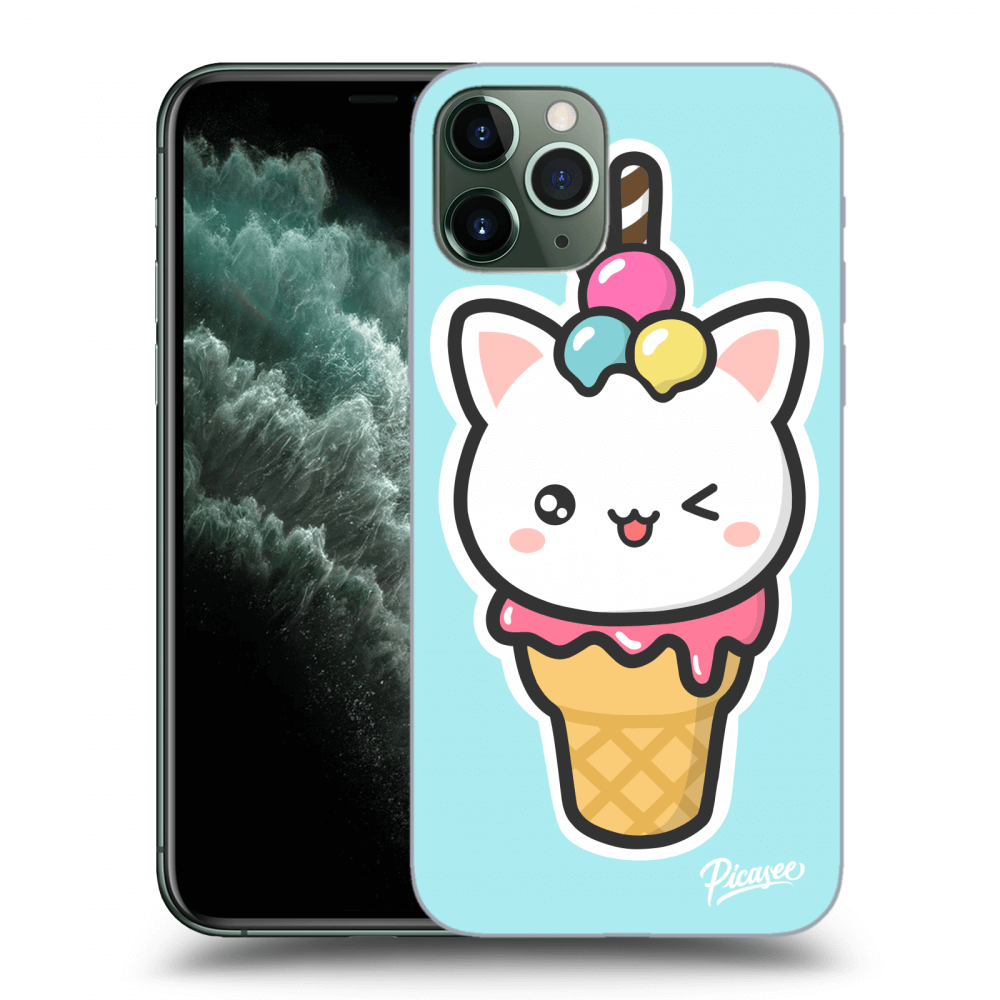 Picasee silikonový černý obal pro Apple iPhone 11 Pro - Ice Cream Cat