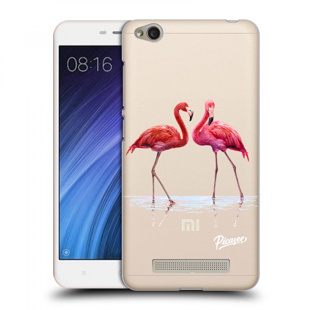 Picasee silikonový průhledný obal pro Xiaomi Redmi 4A - Flamingos couple