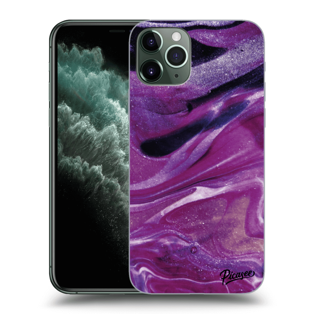 Picasee silikonový černý obal pro Apple iPhone 11 Pro Max - Purple glitter