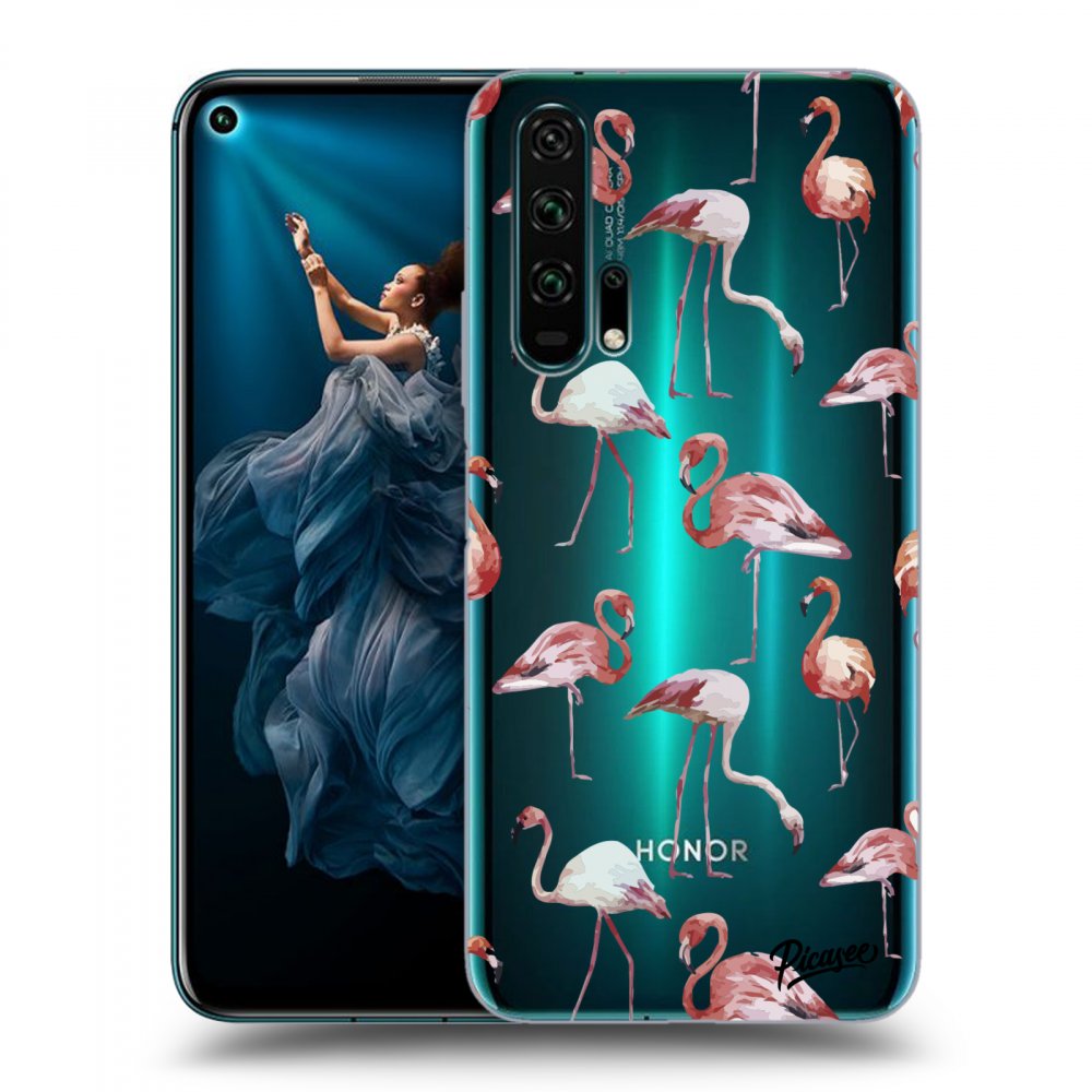 Picasee silikonový průhledný obal pro Honor 20 Pro - Flamingos