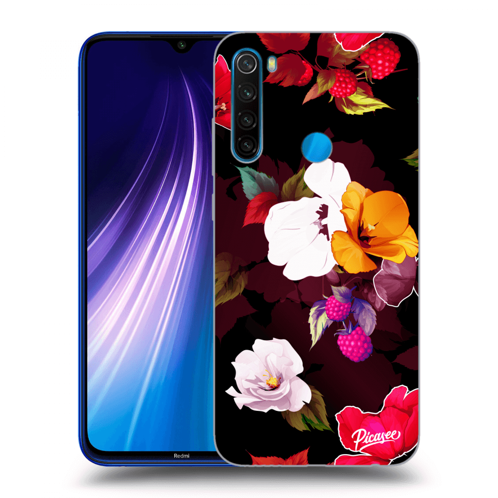 Silikonový černý Obal Pro Xiaomi Redmi Note 8 - Flowers And Berries