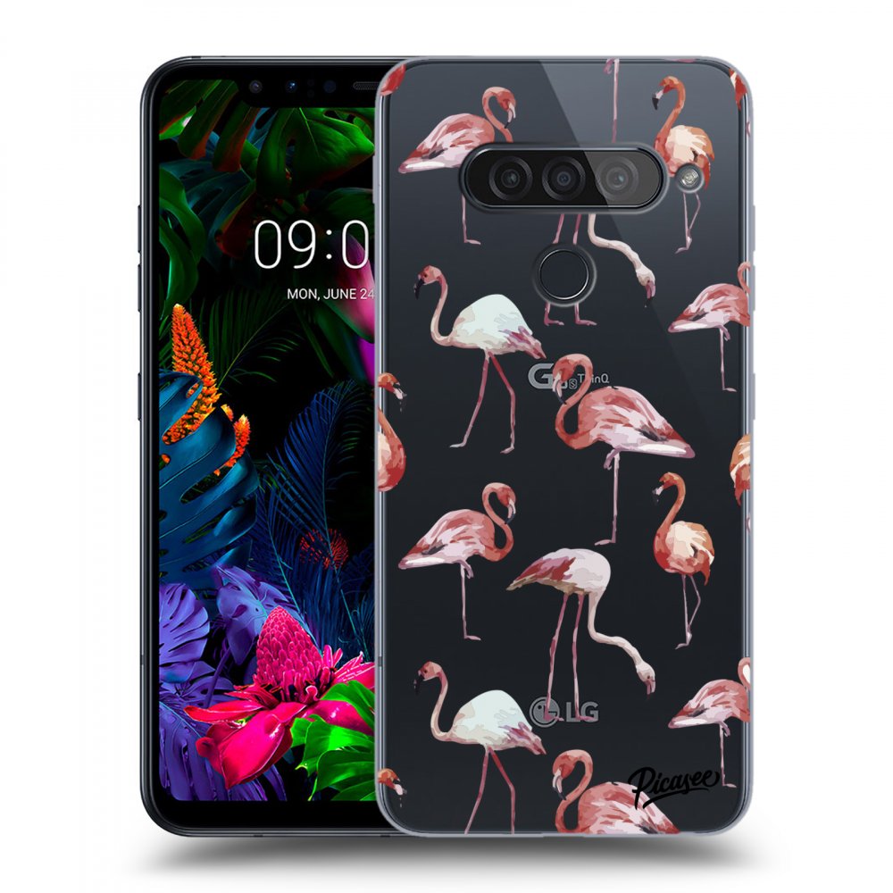 Picasee silikonový průhledný obal pro LG G8s ThinQ - Flamingos