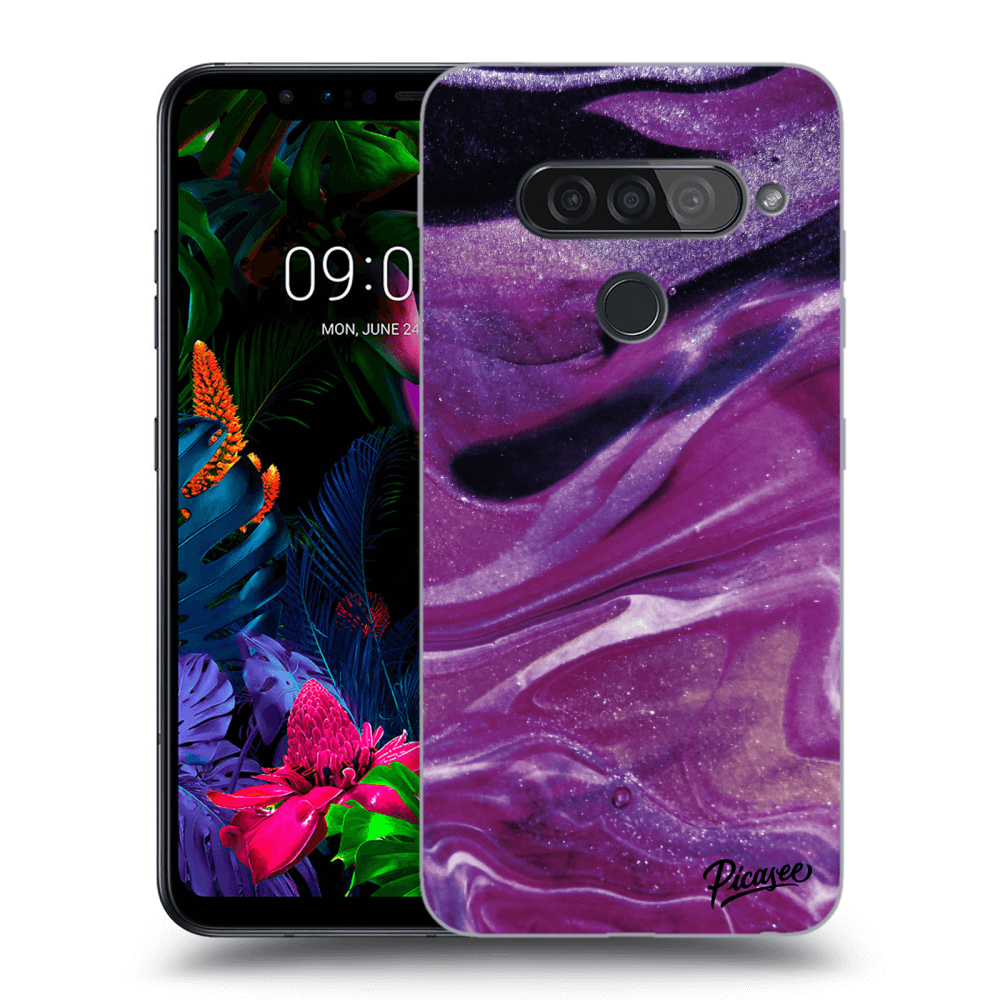 Picasee silikonový průhledný obal pro LG G8s ThinQ - Purple glitter