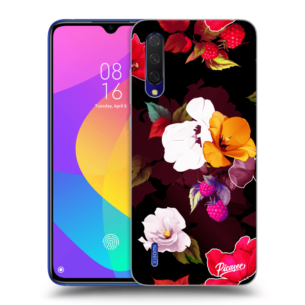Picasee silikonový černý obal pro Xiaomi Mi 9 Lite - Flowers and Berries