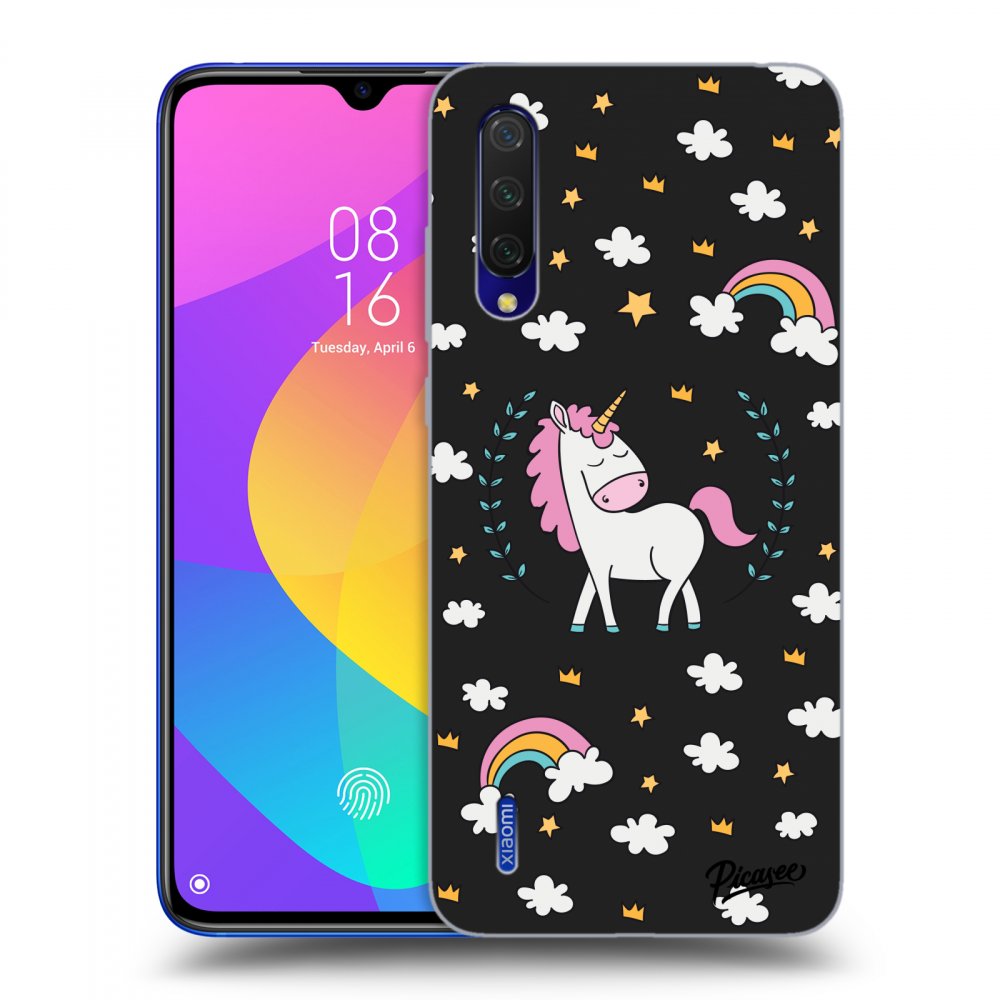 Picasee silikonový černý obal pro Xiaomi Mi 9 Lite - Unicorn star heaven
