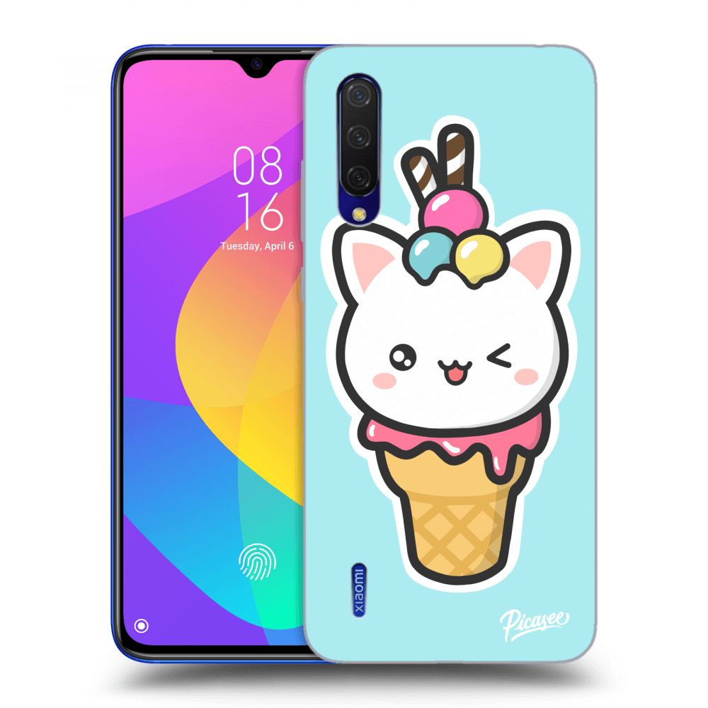 Picasee silikonový černý obal pro Xiaomi Mi 9 Lite - Ice Cream Cat
