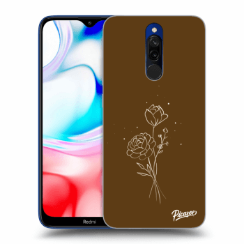 Picasee silikonový černý obal pro Xiaomi Redmi 8 - Brown flowers