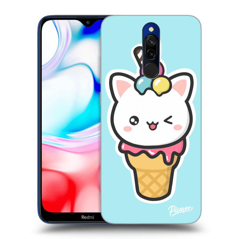 Picasee silikonový černý obal pro Xiaomi Redmi 8 - Ice Cream Cat