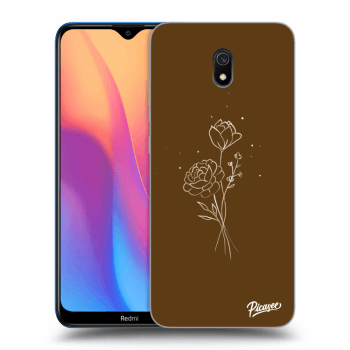 Picasee silikonový průhledný obal pro Xiaomi Redmi 8A - Brown flowers