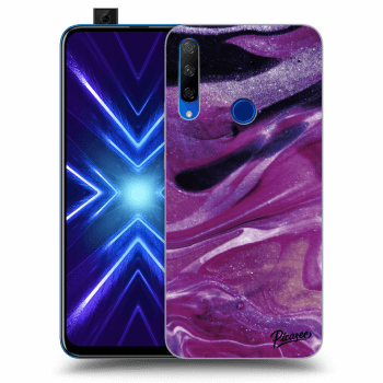 Picasee silikonový průhledný obal pro Honor 9X - Purple glitter
