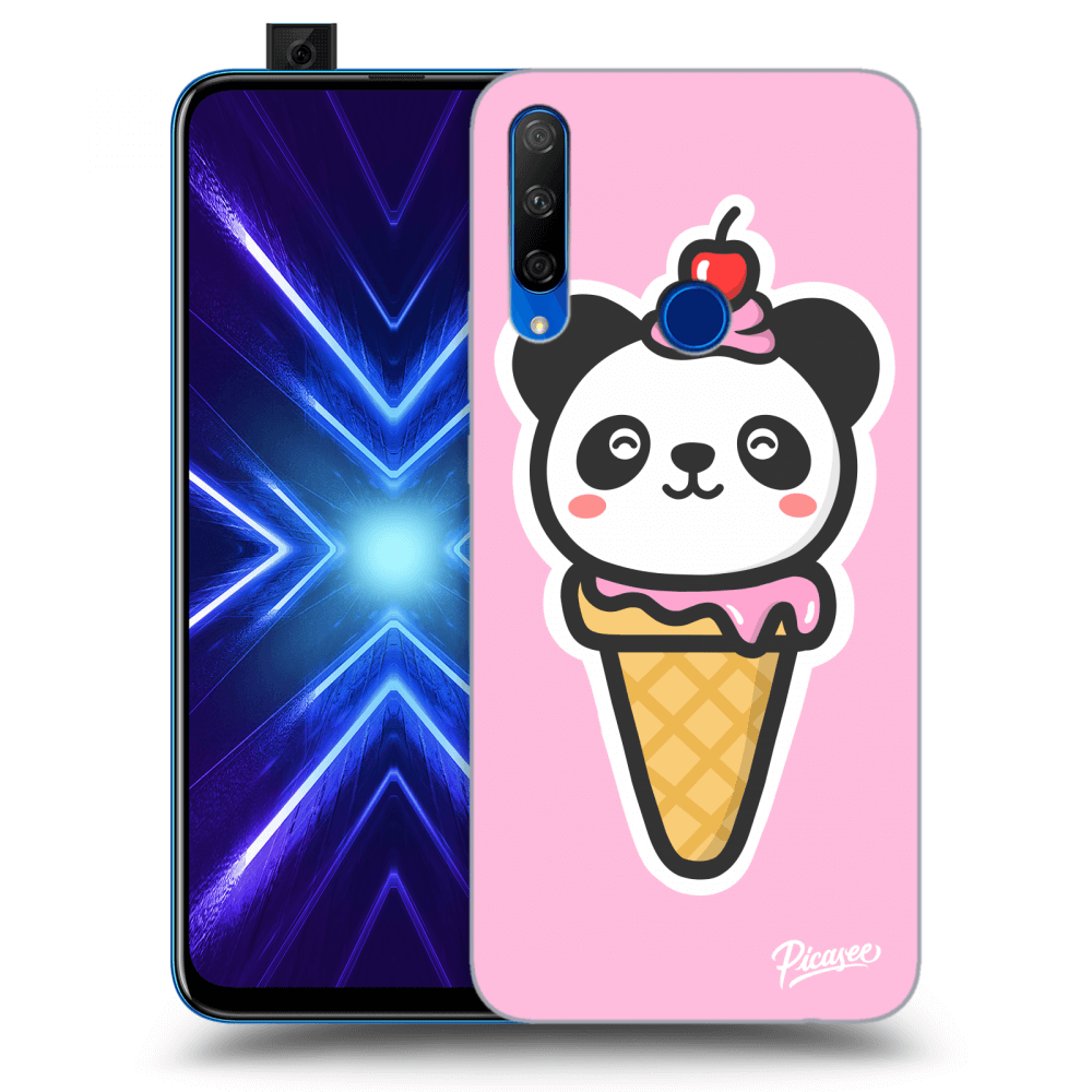 Picasee silikonový černý obal pro Honor 9X - Ice Cream Panda