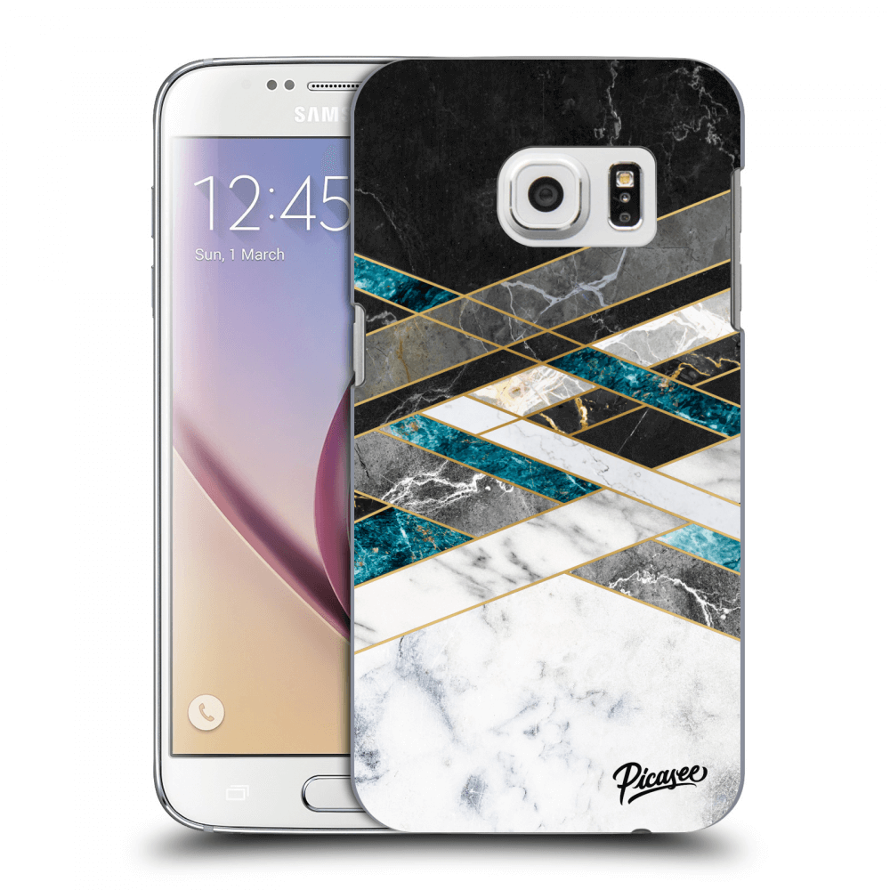 Picasee silikonový průhledný obal pro Samsung Galaxy S7 G930F - Black & White geometry