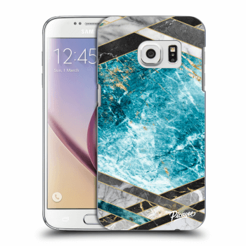 Picasee silikonový průhledný obal pro Samsung Galaxy S7 G930F - Blue geometry
