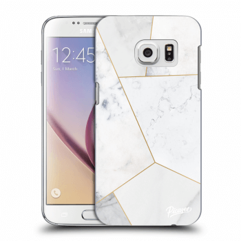 Picasee silikonový průhledný obal pro Samsung Galaxy S7 G930F - White tile