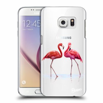 Picasee silikonový průhledný obal pro Samsung Galaxy S7 G930F - Flamingos couple