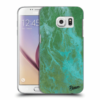 Picasee silikonový průhledný obal pro Samsung Galaxy S7 G930F - Green marble