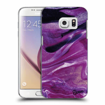 Picasee silikonový průhledný obal pro Samsung Galaxy S7 G930F - Purple glitter