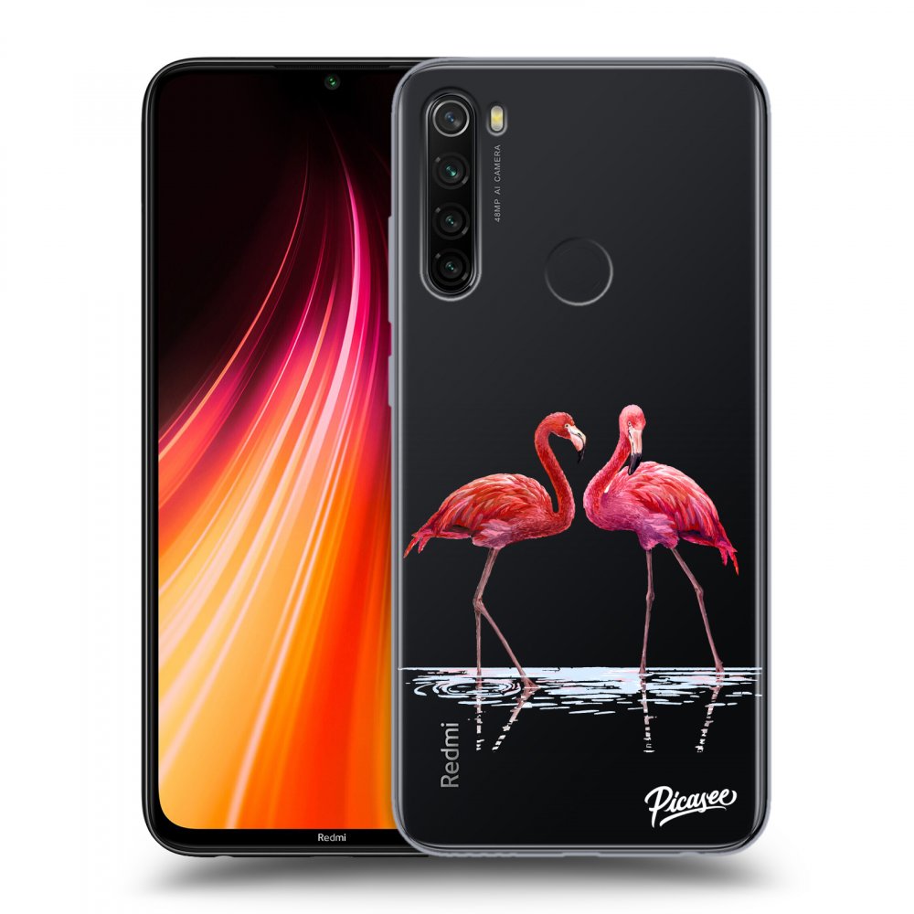 Picasee silikonový průhledný obal pro Xiaomi Redmi Note 8T - Flamingos couple