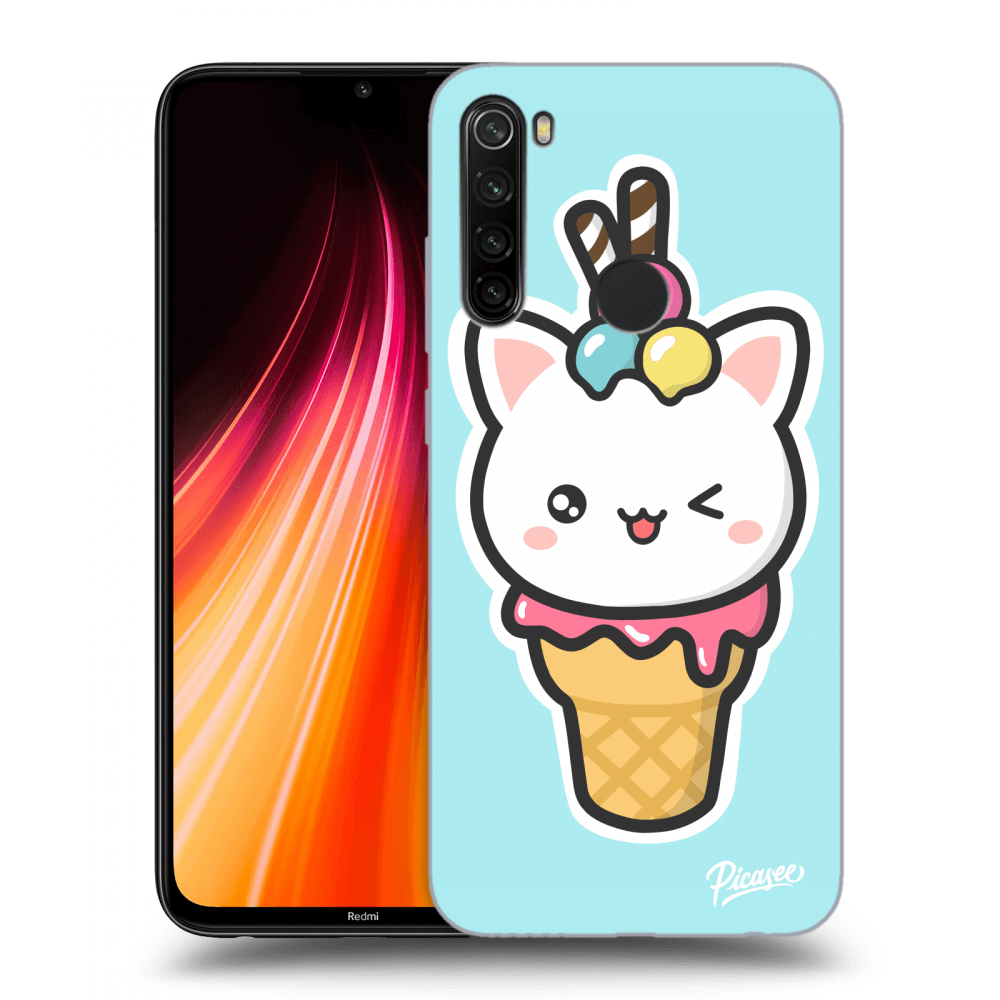 Picasee silikonový průhledný obal pro Xiaomi Redmi Note 8T - Ice Cream Cat