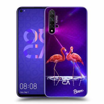 Picasee silikonový průhledný obal pro Huawei Nova 5T - Flamingos couple